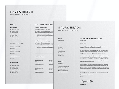 Resume + Cover Letter clean cover letter cv cv design cv template free job job cv letter minimal minimal resume modern modern resume professional resume resume clean resume design resume template simple resume