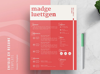 Enfold Resume/CV branding clean cover letter cv cv design cv template elegant resume gradient gradient resume job resume minimal minimal resume modern resume popular professional resume resume design resume template simple resume