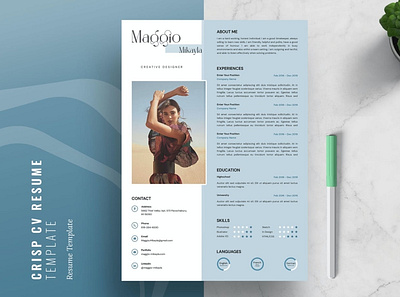 Crisp Resume/CV branding clean cover letter cv cv design cv template elegant resume gradient gradient resume job resume minimal minimal resume modern resume popular professional resume resume design resume template simple resume