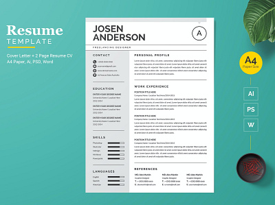 Modern and Clean Resume / CV Template clean cover letter cv cv design cv template free job job cv letter minimal minimal resume modern modern resume professional resume resume clean resume design resume template simple resume