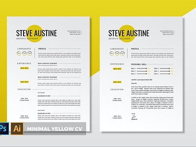 Minimal Yellow | CV & Resume branding clean cover letter cv cv design cv template elegant resume gradient gradient resume job resume minimal minimal resume modern resume popular professional resume resume design resume template simple resume