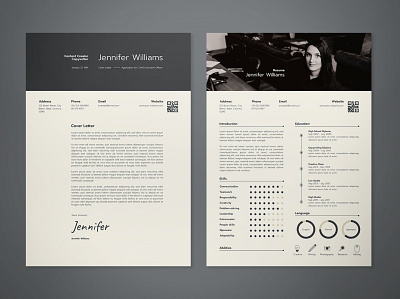 Professional Resume & Cover Letter a4 adobe advertising branding catalog catalogue clean fashion indesign lookbook magazine minimalist modern print print design printable printing professional template us lettter