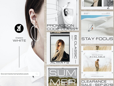 Classic white social media graphic templates