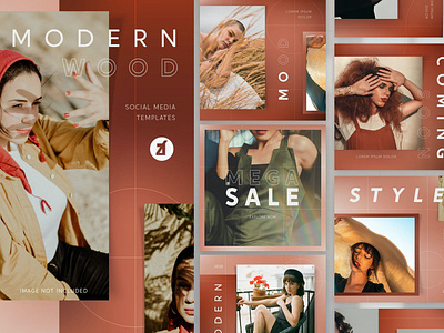 Modern wood social media graphic templates