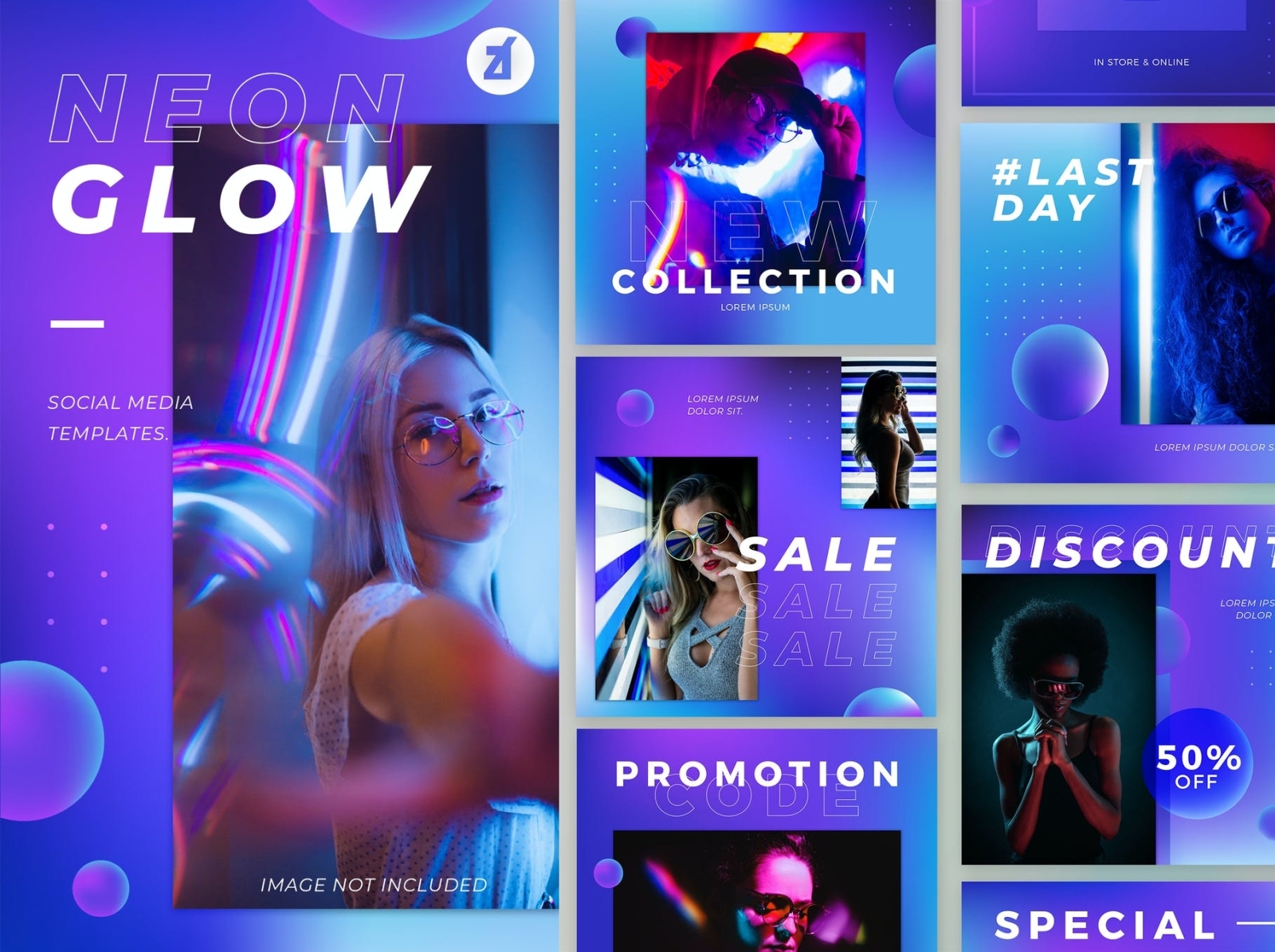 Neon glow social media graphic templates by Resume/CV on Dribbble