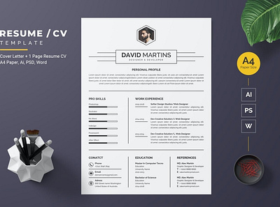 Modern Word Resume / CV Template clean clean resume cover letter cv cv design cv resume cv template design job job cv job resume modern cv modern resume resume resume design resume template simple simple resume ui ux