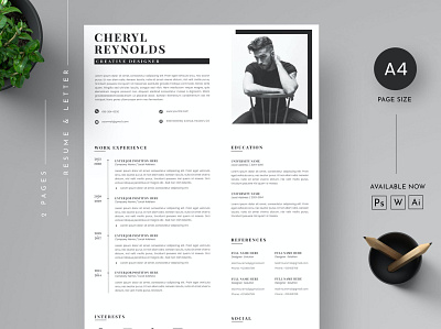 CV Resume Template 3d animation branding clean cover letter cv design cv template design graphic design illustration logo motion graphics resume resume design resume template ui