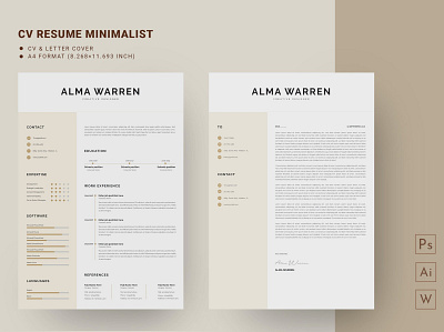 CV Resume Template 3d animation branding clean cover letter cv design cv template design graphic design illustration logo motion graphics resume resume design resume template ui