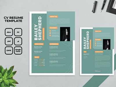 Resume branding clean cover letter cv design cv template design freelancer graphic design illustration job motion graphics resume resume design resume template work
