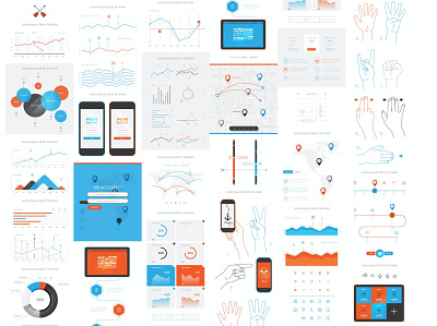 Vector Elements of Infographics and User Interface 3d business collection data design development document element icon interface internet isometric layout mobile modern tools ui user vector visualization