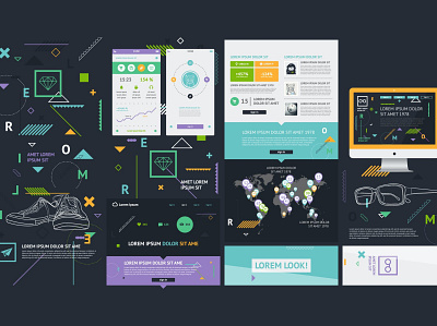 infographics element with Vector GUI Template 3d business clean collection data design development document element icon infographic internet isometric layout mobile modern tools ui vector visualization