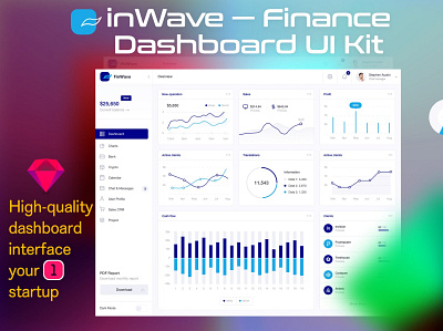 Finance dashboard UI Kit admin chart cryprt cryptodashboard dashboard data design element finance graph illustration infographic interface kit panel template ux visualization webdesign widget