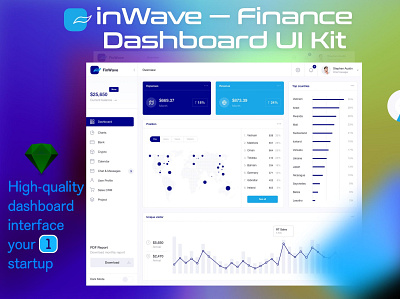 Finance dashboard UI Kit admin chart crypto cryptodashboard dashboard data design element finance graph illustration infographic interface kit panel template ux visualization webdesign widget