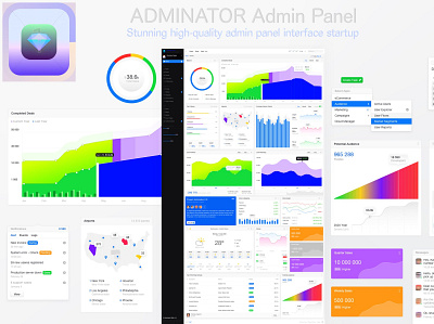 ADMINATOR - Home Central, admin panel template admin chart crypro dashboard data designcryptodashboard element finance graph home central illustration infographic interface kit panel template ux visualization webdesign widget