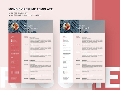 CV - Modern Resume Template a4 clean cover letter cv cv design cv job cv template design illustration job job cb minimal modern modern resume professional professional cv resume resume cv resume design resume template