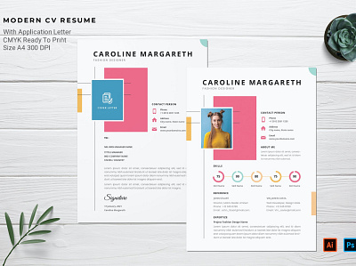 Resume & Cover Letter Template application career clean cover letter cv design cv template design employment graphic design illustration interview job letter professional professional cv resume resume cv resume design resume template vitae