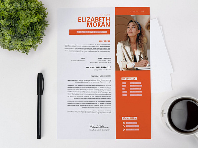 Orange Clean Shape CV Resume clean clean shape company cover letter cv design cv template design download free illustration interview job job cv minimal professional cv resume resume cv resume design resume template shape cv