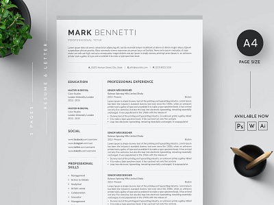 CV Resume Template clean cover letter cv design cv resume template cv template design doc illustration job cv minimal minimalist modern modern cv professional cv professional job resume resume design resume template student word