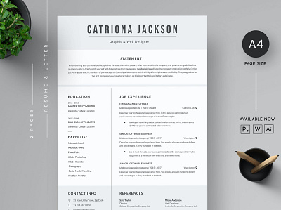 CV Resume clean cover letter cv design cv resume cv template design illustration job job cv minimal minimalist modern professional professional cv resume resume design resume job resume template word work