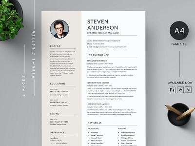 Resume clean cover letter creative cv design cv template design docx idnesign cv indesign infographic job manager microsoft professional professional cv resume resume design resume template student word