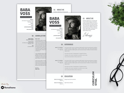 Minimalist Resume - Baba Voss YR assignment clean cover cover letter cv cv design cv template feminine hire indesign job job cv professional professional cv professional resume resume resume cv resume design word work