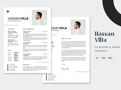 Hassan Villa - Resume business clean cover letter curriculum cv design cv template design doc hire illustration job job cv personal professional professional cv resume resume design resume template stylish work