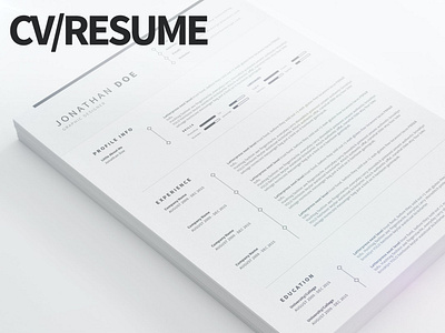 CV/Resume - Clean and Minimal a4 clean cover letter cv cv design cv template design minimal modern photoshop print professional professional cv qualifications ready resume resume design resume template simple template