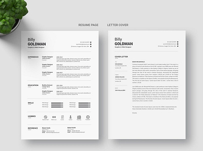 Resume clean cover letter cv design cv template design docx graphic design job job cv microsoft minimal minimalist modern professional professional cv resume resume design resume template student word