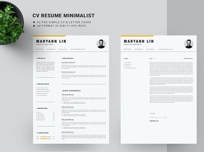 Minimal CV Resume Template clean cover letter cv design cv resume cv template design doc illustration job job cv letter minimal minimal cv professional resume resume design resume template student word