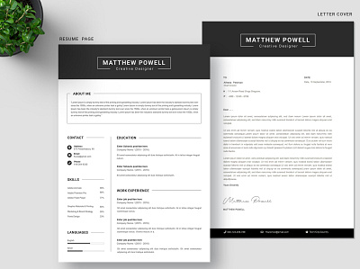 Professional CV Resume Template clean cover cover cv cover letter cv design cv resume cv template design doc graphic design illustration job miniamlist minimalist cv professional professional cv resume resume design resume template word