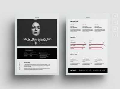 Resume CV Template clean cover cover letter curriculum vitae cv design cv template design doc illustration job cv minimalist cv portfolio professional professional cv resume resume design resume template word