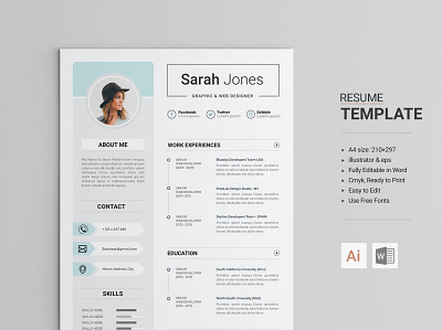 Minimal Resume/CV clean cover letter curriculum vitae cv design cv template design doc document graphic design illustration job job cv minimalist portfolio professional cv resume resume cv resume design resume template work