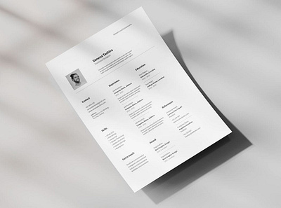 Minimal Resume clean cover cover letter curriculum vitae cv design cv template design doc document graphic design illustration job job cv minimalist portfolio professional cv resume resume design resume template work