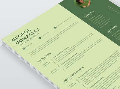 CV Resume Template clean cover letter cv design cv resume template cv template design doc docx graphic design green illustration indesign infographic letter microsoft modern resume resume design resume template smart objects