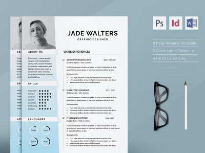 Resume Template clean cover letter creative curriculum cv design cv template design employment graphic design job letter logo modern resume resume design resume template template vitae work