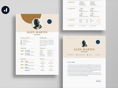 Round Resume agency business clean company corporate cover letter cv design cv template design flyer graphic design illustration job minimal modern motion graphics resume resume design resume template shape