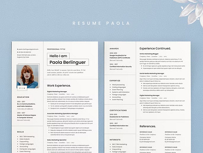 Free Resume with photo business clean cover letter creative cv design cv template design designer free resume graphic design illustration job letter motion graphics portfolio professionally resume resume design resume template word