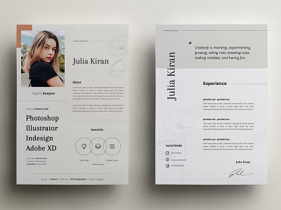 Free Minimal CV Resume art branding clean cover letter cv design cv resume cv template design feminine graphic design illustration minimal minimal cv motion graphics photoshop portfolio resume resume design resume template ui