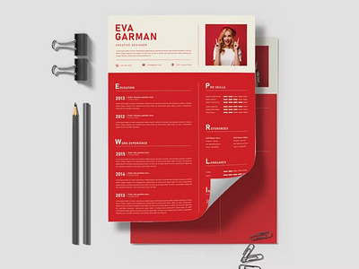 Free Red CV Resume & Letter cover Template