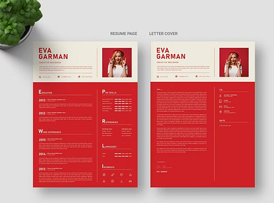 Free Red CV Resume & Letter cover Template clean cover letter cv design cv template design e learning ecommerceweb education platform illustration modern design online course website resume resume design resume template study web web design web ui website website design