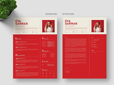 Free Red CV Resume & Letter cover Template