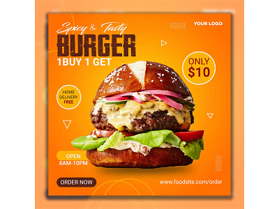 design unique social media banner posts, creative ads, Instagram banner burger design food graphics designer post restaurant socialmediapost