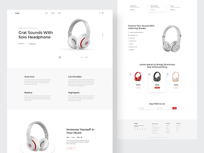 Headphone Product Landing page clean design clean website graphic design headphone landing page minimal product design product designer product landing page product page product website uiux web website