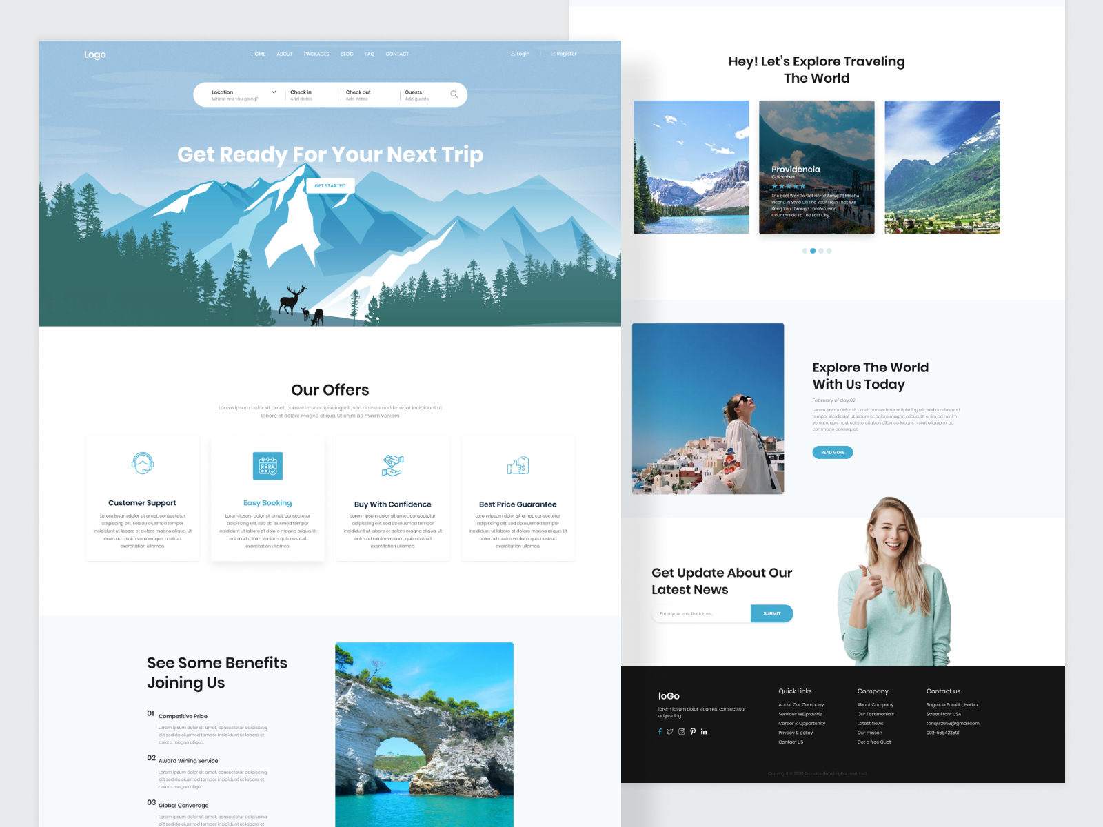 Travel Landing page best website clean design clean website design graphic design green minimal tour travel travel landing page travel web travelling ui uiux ux web websites