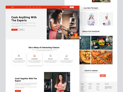 Cooking Website & Landing Page bakery chef clean website cook culinary design dish drink eat food home kitchen minimal recipe tasty ui uiux ux web website
