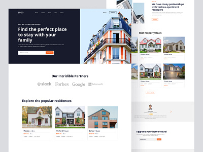 Property agency landing page app building clean website design free house house rent landingpage minimal modern property real estate ui uiux ux web web design website