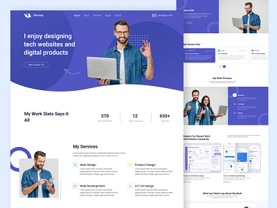 Personal Website Design clean website landing page minimal modern website personal website portolfio website purple ui design uiux web design