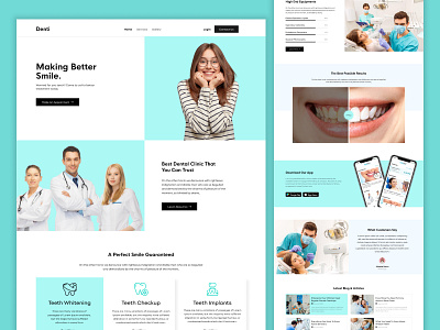 Denti - Dental Clinic Web Page Design branding clean website dental dental care dental clinic design graphic design health landing page logo design minimal oral health ui web web design website