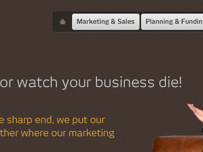 Marketing 4 brown buttons font grain marketing navigation text website design yellow