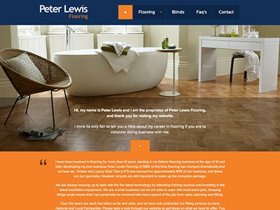 Homepage blue clean clean design design flat flat design flooring frequency is orange peter lewis flooring simple simple design timber flooring uk wales web website design